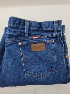 Wrangler Relaxed Jeans Men's 40x34 (39x33) Blue Heavy Denim Straight Leg 31MWZPW